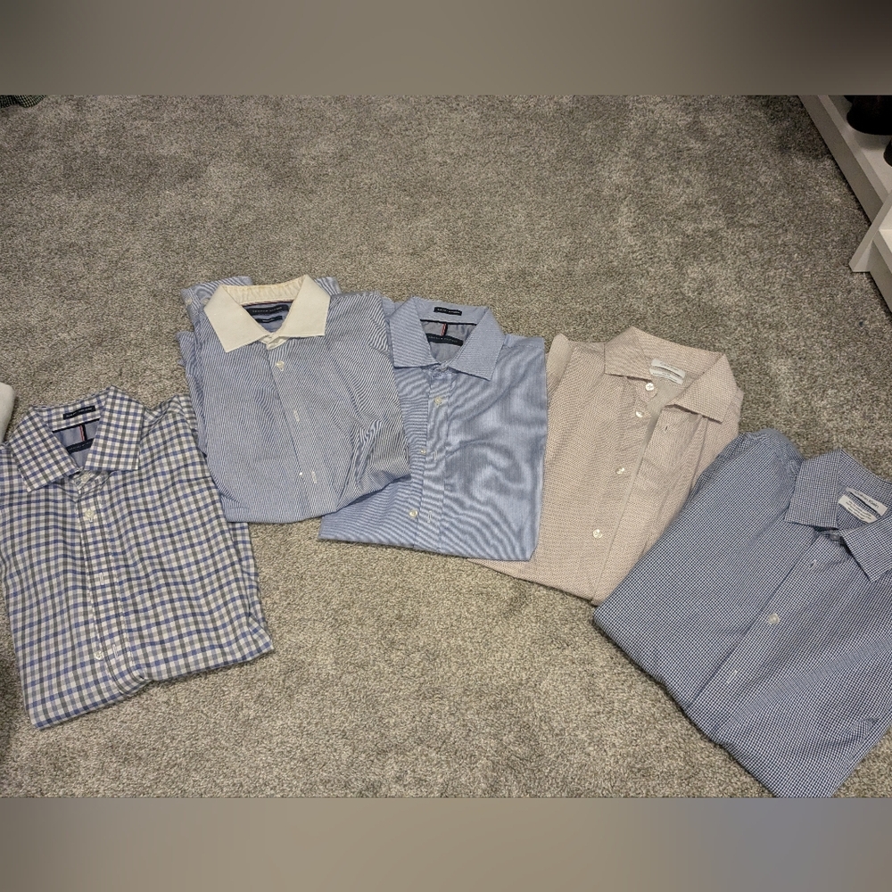 Calvin Klein Blue and Gray Plaid Dress Shirt